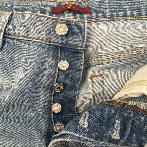 7 for all Mankind distressed high waistedted straight jeans - Picture 4 of 4